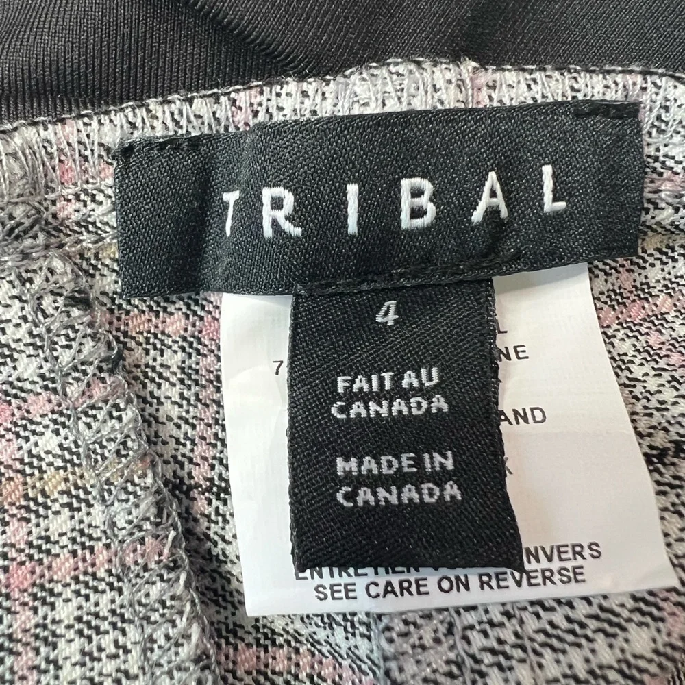 TRIBAL X Stitch Fix Bay Leaf Maternity cuffed pants in Glen Check Gray NEW